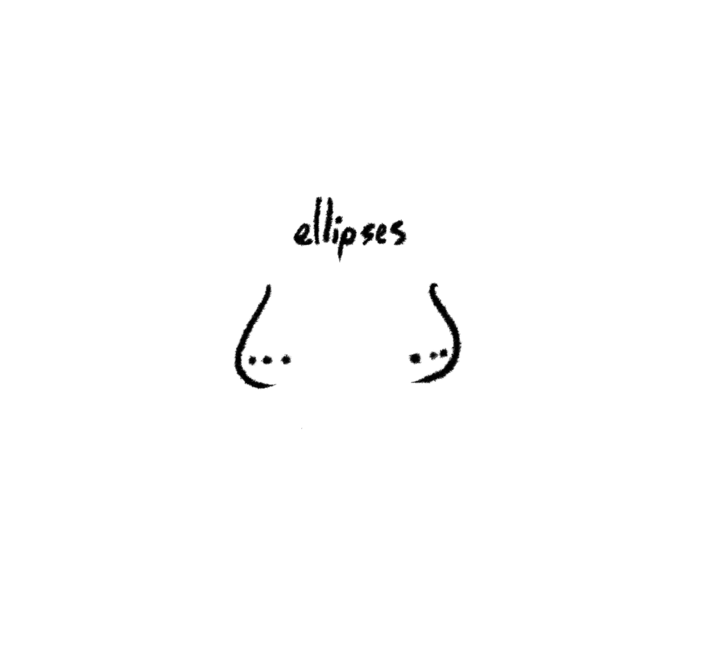 Picture of boobs with three tiny dot nipples, text that says: ellipses 