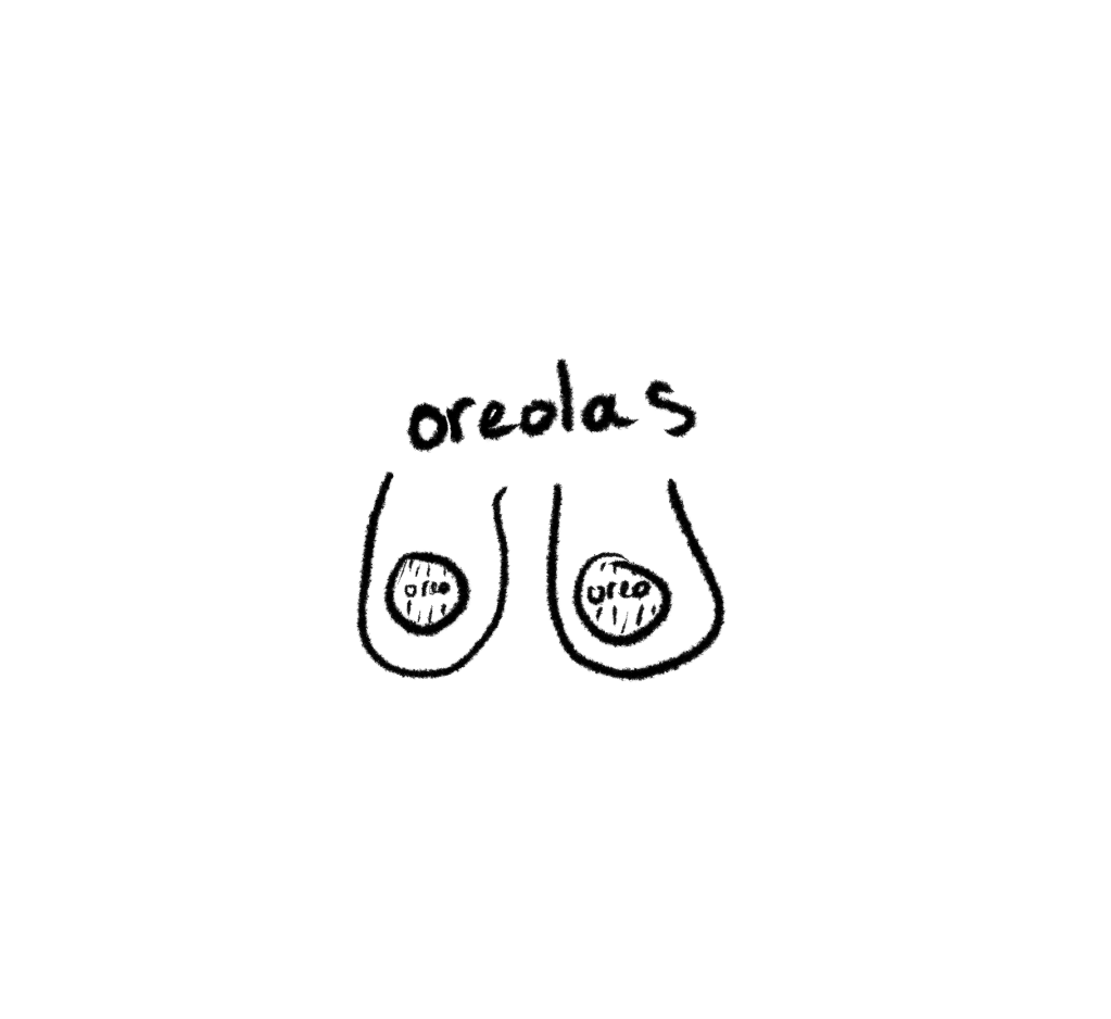 Picture of boobs with Oreos for areolas, text that says: